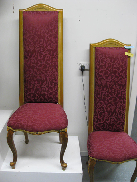 CHAIR, High Back - Red Damask Gold Frame